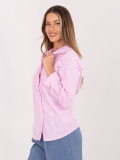 Cămașă roz cu dungi și mâneci lungi