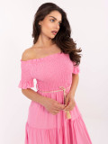 Rochie roz flared cu curea