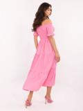 Rochie roz flared cu curea