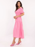 Rochie roz flared cu curea