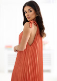 Rochie midi cocktail portocalie fără mâneci