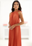 Rochie midi cocktail portocalie fără mâneci