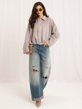 Geacă bomber gri de tranziție cu guler