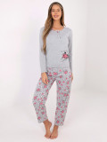Pijamă din bumbac cu model floral, gri