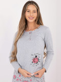 Pijamă din bumbac cu model floral, gri