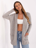 Cardigan gri modern cu buzunare