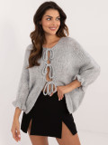 Pulover gri elegant cu legare