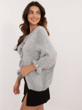 Pulover gri elegant cu legare