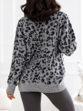Pulover gri cu imprimeu animalier