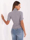 Pulover elegant gri cu guler