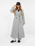 Palton gri elegant de tranziție cu curea