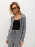 Set gri cu cardigan și pantaloni largi