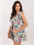 Vestă elegantă verde cu model floral