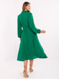 Rochie midi elegantă verde cu mâneci lungi