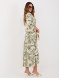 Rochie midi verde cu imprimeu și cordon