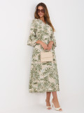 Rochie midi verde cu imprimeu și cordon