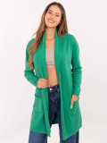 Cardigan verde cu buzunare