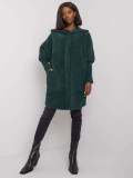 Palton verde din alpaca cu glugă