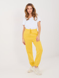 Pantaloni de trening galbeni cu talie înaltă și buzunare laterale
