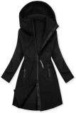 Parka neagră de primăvară cu fermoar bidirecțional