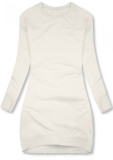 Rochie tip hanorac alb-crem