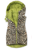 Vestă reversibilă cu imprimeu leopard, verde