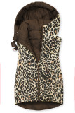 Vestă reversibilă cu imprimeu leopard, maro ciocolatiu