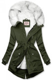 Parka de toamnă/iarnă kaki/alb