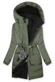 Parka lungă de iarnă pentru femei, cu șnur în talie verde