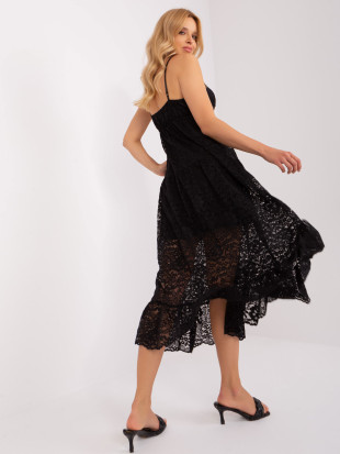 Rochie midi neagră cu volan OCH BELLA