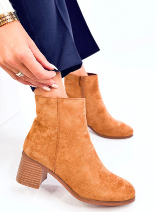Botine maro caramel cu croială clasică
