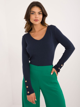 Pulover elegant albastru cu mâneci lungi