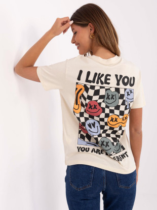 Tricou bej cu mânecă scurtă