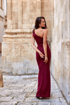 Rochie maxi Esmeralda în culoare bordo