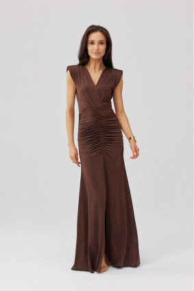 Noelia – rochie maxi în culoare maro