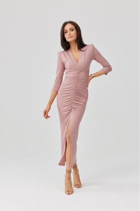 Rochie midi Mireya în nuanță roz închis