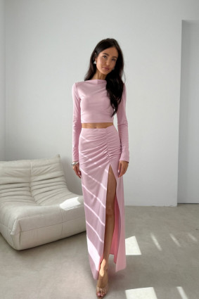 Fustă maxi roz