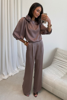 Pantaloni eleganți maro Elsa
