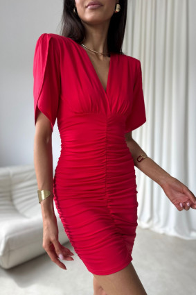 Rochie mini roșie cu drapaje