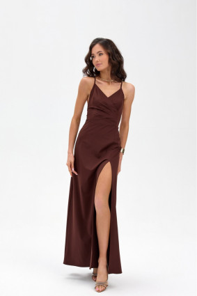Rochie maxi Isadora în culoare maro