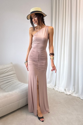 Rochie maxi în culoarea moka