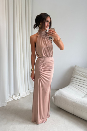 Rochie maxi în nuanță cappuccino