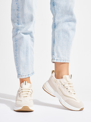 Adidași bej pentru femei cu talpă groasă