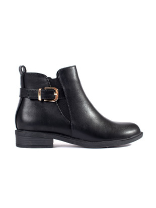 Botine negre pentru femei cu detalii aurii