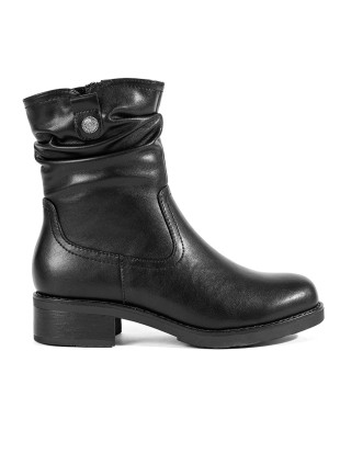 Botine negre din piele căptușite pentru femei Sergio Leone