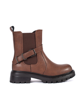 Botine din piele maro pentru femei cu platformă Sergio Leone