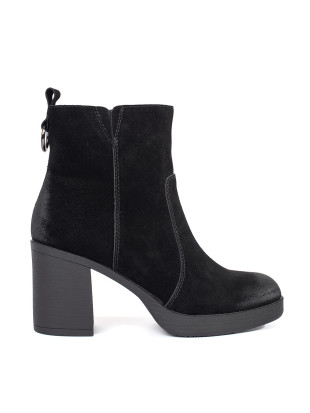 Botine negre din piele cu toc Sergio Leone