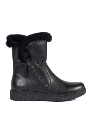 Botine negre din piele cu blană Sergio Leone