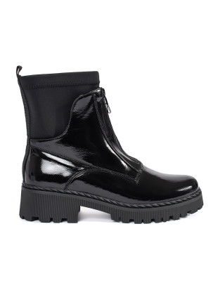 Botine negre lăcuite cu fermoar