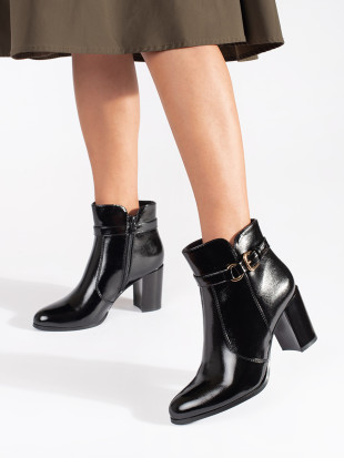 Botine negre lacuite cu toc Sergio Leone